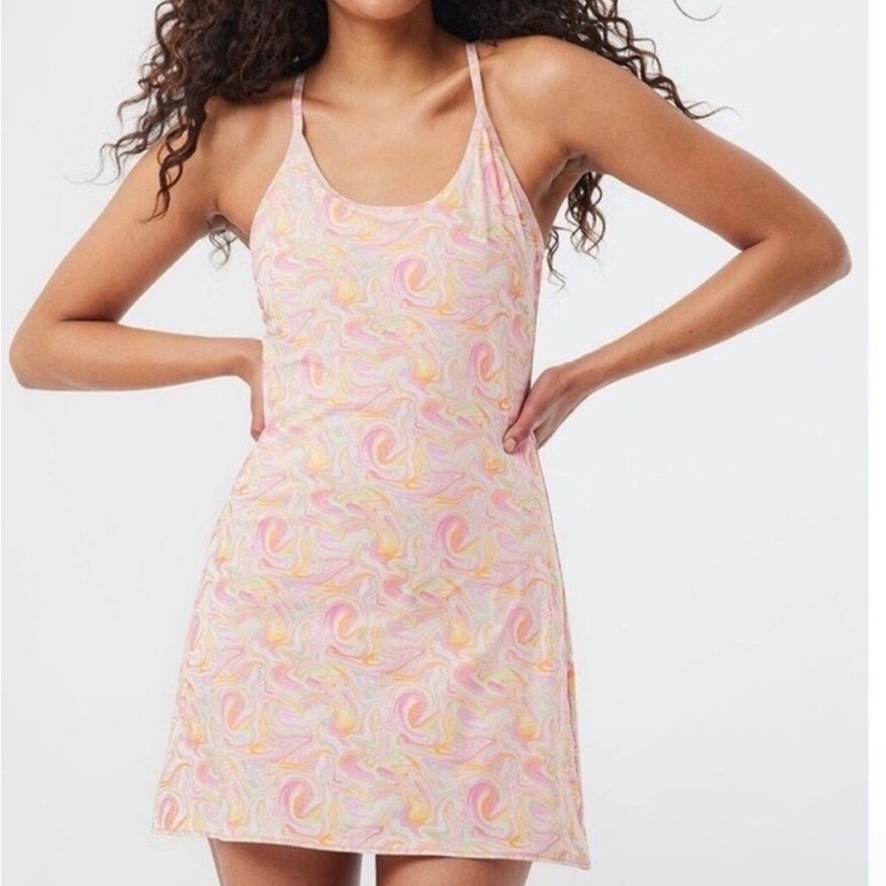 Outdoor Voices Pink and Yellow Swirl Dress